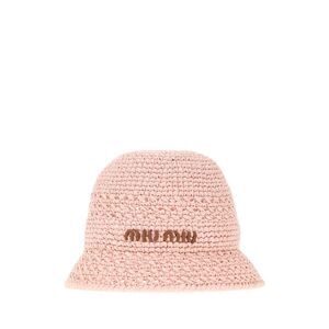 Miu Miu Women Pink Raffia Bucket Hat